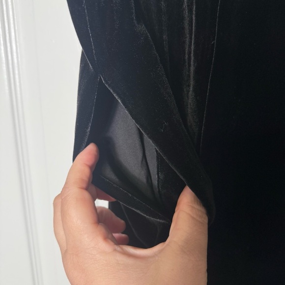 Madewell Crushed Velvet Wide Leg Cropped Jumpsuit – Black –‎ Size 12 - Picture 7 of 9